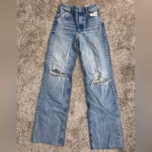 NWT Zara Ripped Wide Leg Jeans